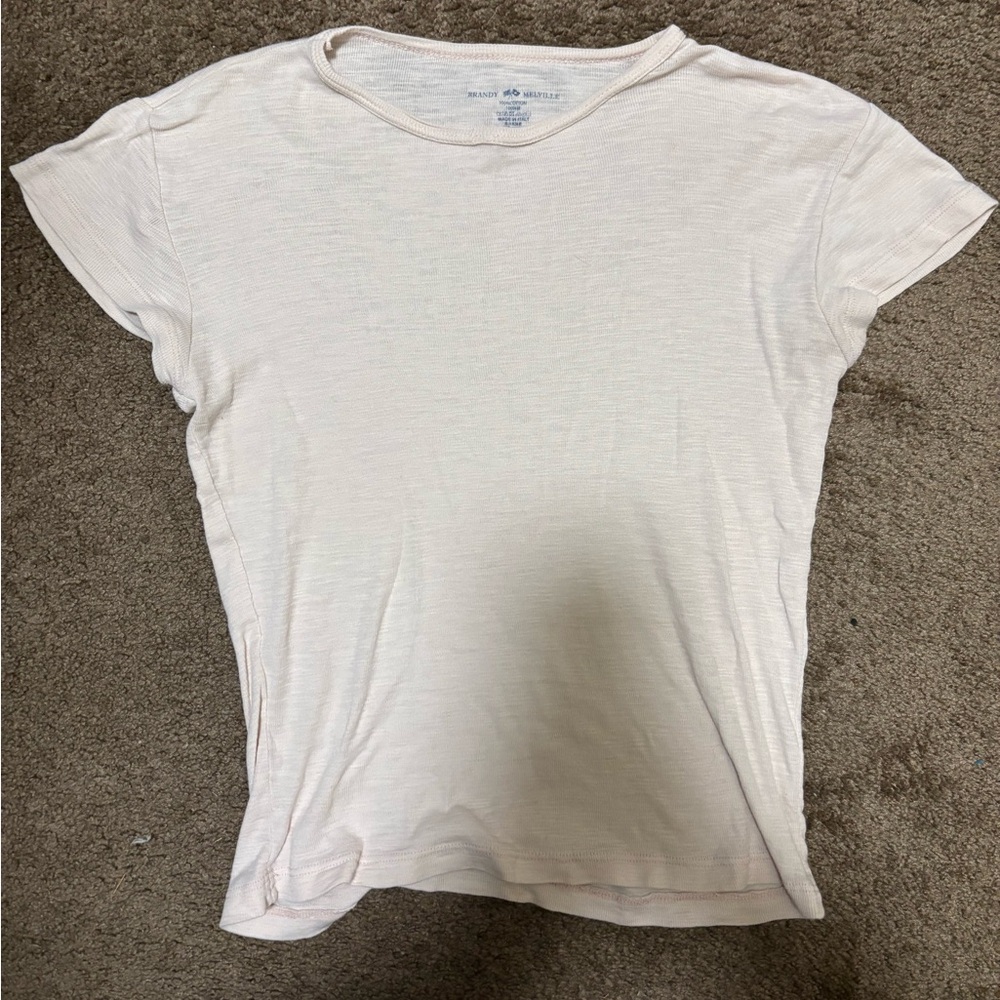 Brandy Melville Light Cream Short Sleeve Tee
